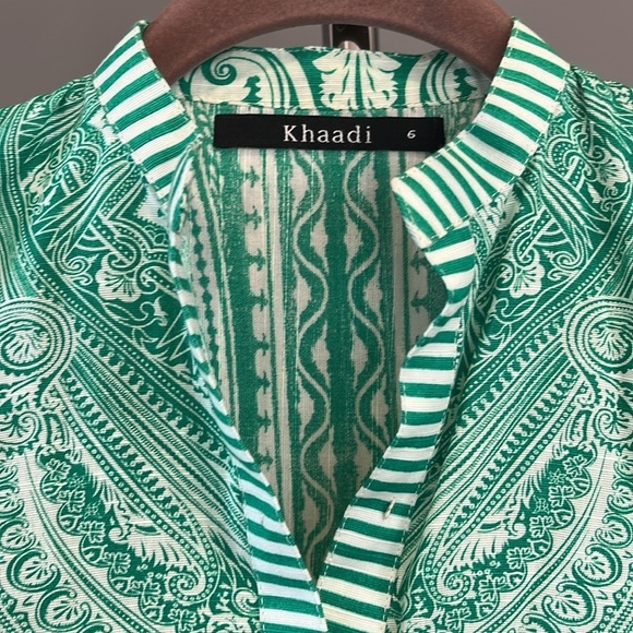 🇪🇸🥑Khaadi Cotton Kurti - Paisley Floral Cambric Tunic Paisley Crochet green 6 - Picture 4 of 6